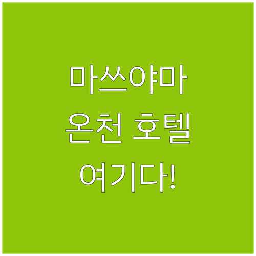 마쓰야마 호텔 추천 리스트 위치 좋고 온천 가능한 베스트 숙소 5곳 정보