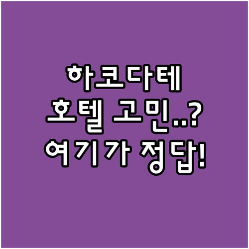 실패 없는 하코다테 호텔 추천 위치와 가성비 시설까지 완벽 정리