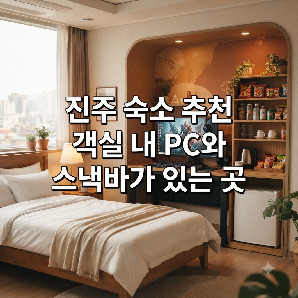 진주 숙소 추천 객실 내 PC와 스낵바가 있는 곳